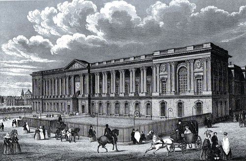 La fachada oeste del Louvre en 1845