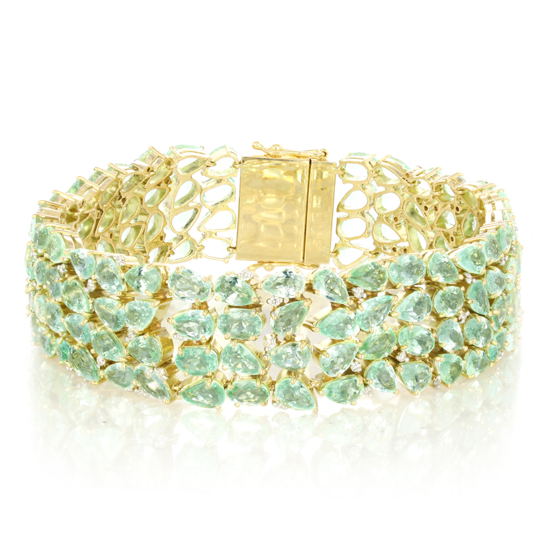 Brazalete en oro con turmalina Paraiba de Mozambique